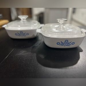 CORNING WARE Cornflower 1 Quart Saucepan Casserole (P-1-B) with lids - Set of 2
